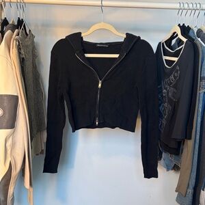 Brandy Melville Black Cropped Hoodie